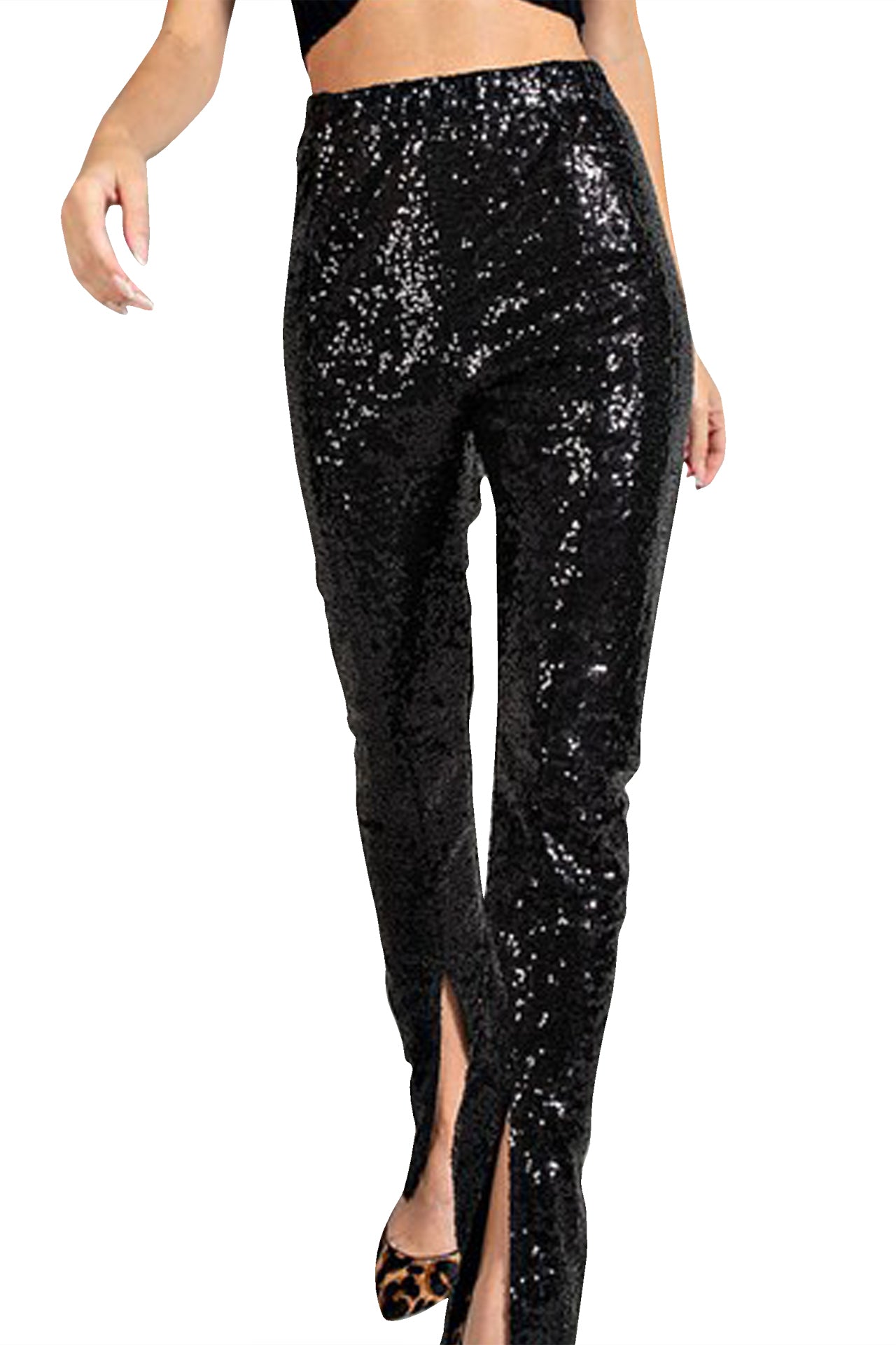 Posijego Womens Sequin Pants Sparkly High Waisted Plus Size Wide Leg Pants  Straight Pants for Night Out Clubwear - Walmart.com